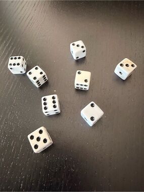 White Gaming Dice Set with Black Pips - Standard Six-Sided Dice